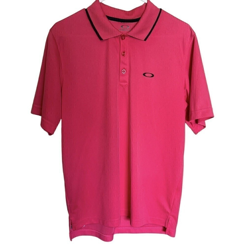 Oakley Dark Pink Short Sleeve Golf Polo Shirt Regular Fit Mens Medium Logo